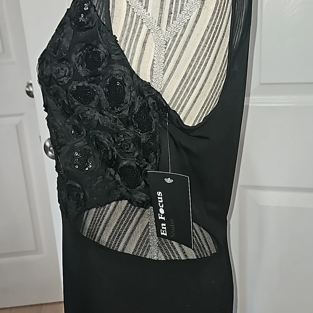 ENFOCUS STUDIO Women Black Sequin Ribben Gown Size 12 - Picture 8 of 14